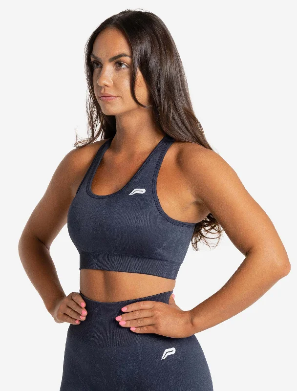 Turquoise Coral Sports Bra for Activity -Marble Seamless Sports Bra - Navy