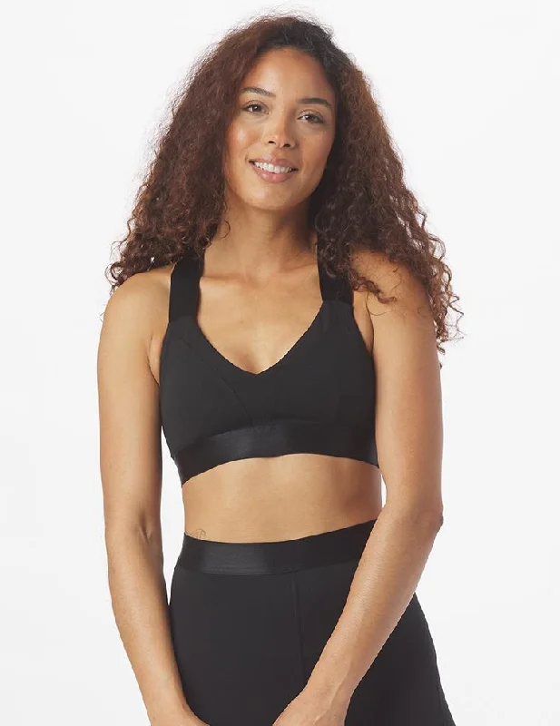 Pine Navy Sports Bra for Versatility -Satin Bra: Black