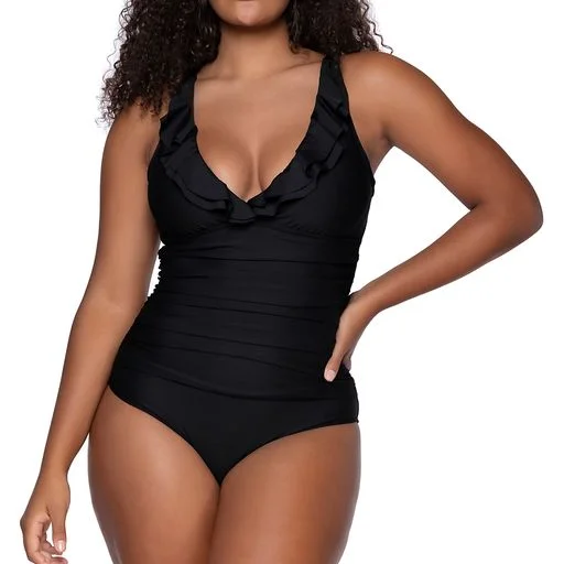 Class-fit swimwear -SUNSETS ESCAPE AMIRA ONE PC W/RUFFLE