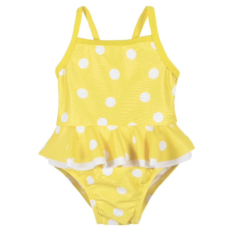 Tie-fit swimwear -Baby & Toddler Girls UPF 50+ Yellow Dots One-Piece Swimsuit