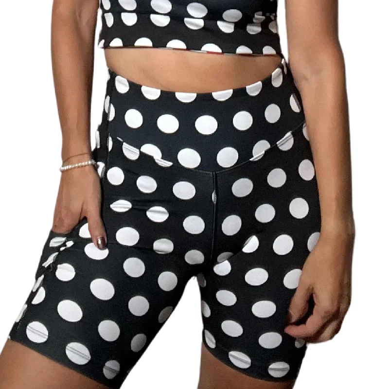 Turquoise Coral Sports Short for Activity -BLACK POLKA DOT -BIKER SHORTS✨ WDWM 2025