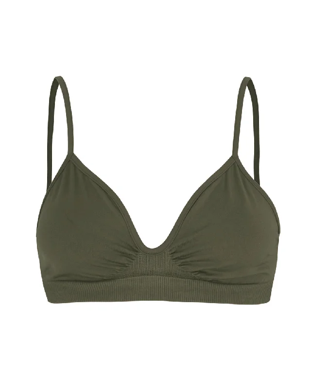 Graphite Quick Sports Bra for Motion -LIBERATED Bikini Bra Top | Olive