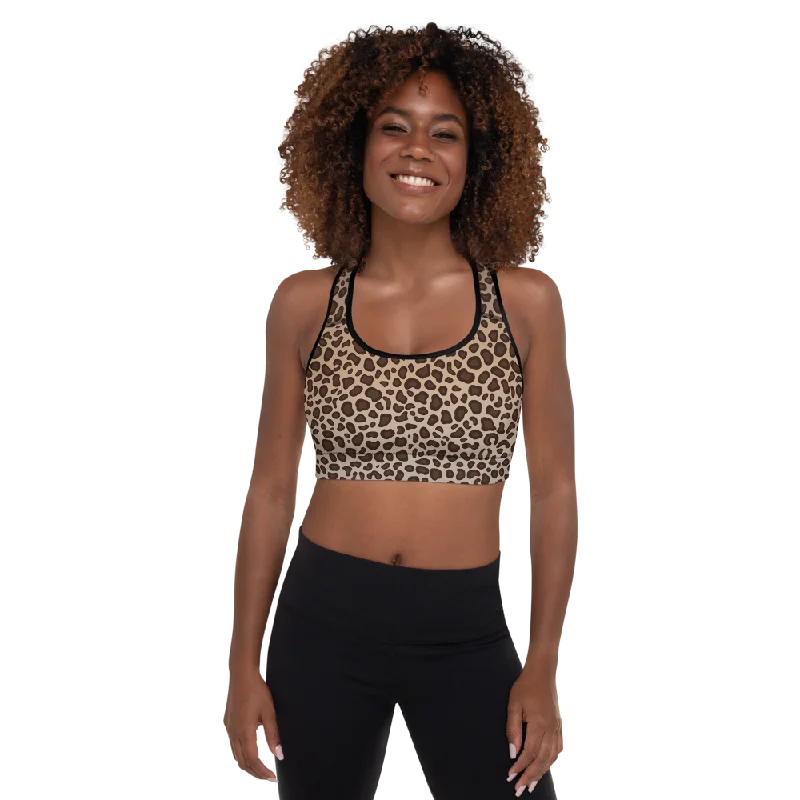 Elite Plum Sports Bra for Athletes -Leopard Print Padded Sports Bra