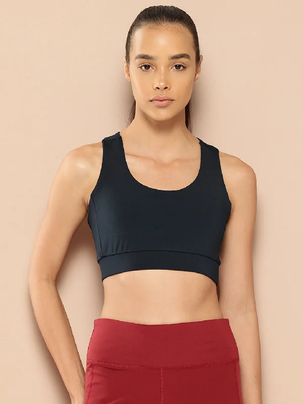 Plum Sprint Sports Bra for Yoga -Alcis Women Navy Anti-Static Slim-Fit Low-Impact Sports Bra