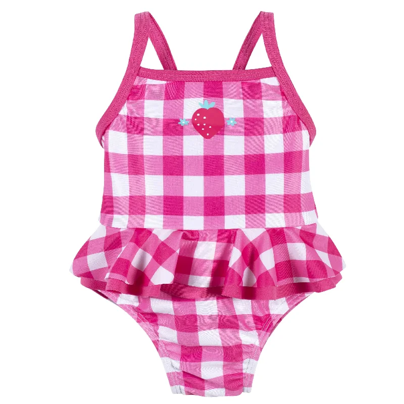 Fade-fit swimwear -Baby & Toddler Girls UPF 50+ Strawberry Gingham One-Piece Swimsuit