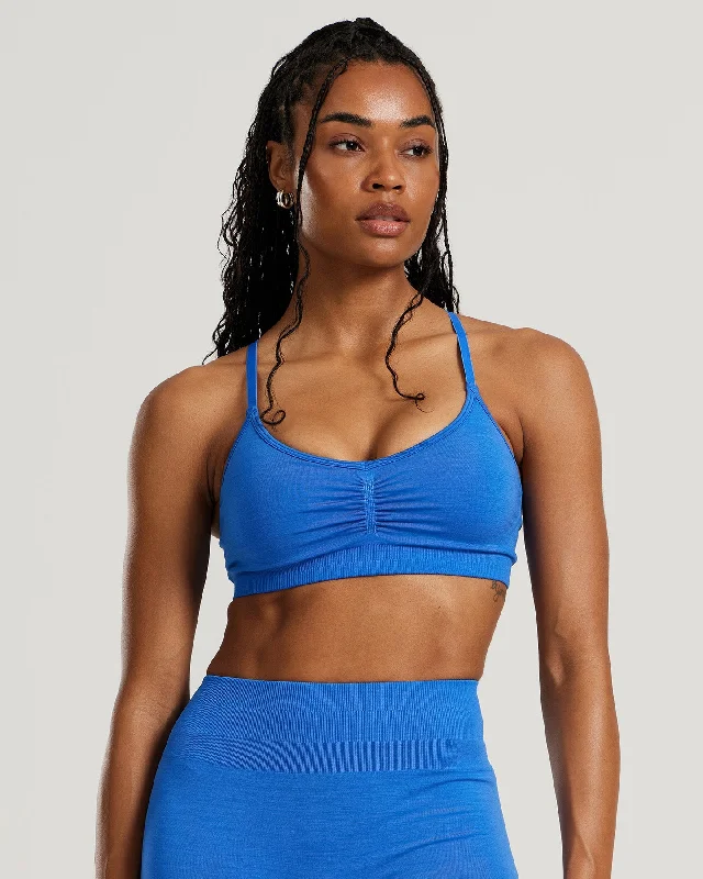 Graphite Blush Sports Bra for Motion -Define Scrunch Seamless Bralette | French Blue