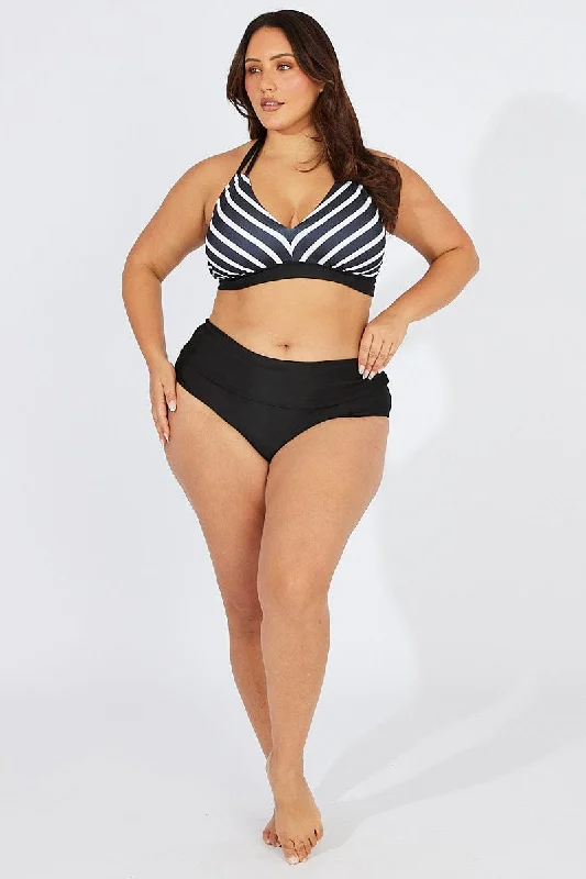 Sport-core swimwear -Black Stripe Bikini Set