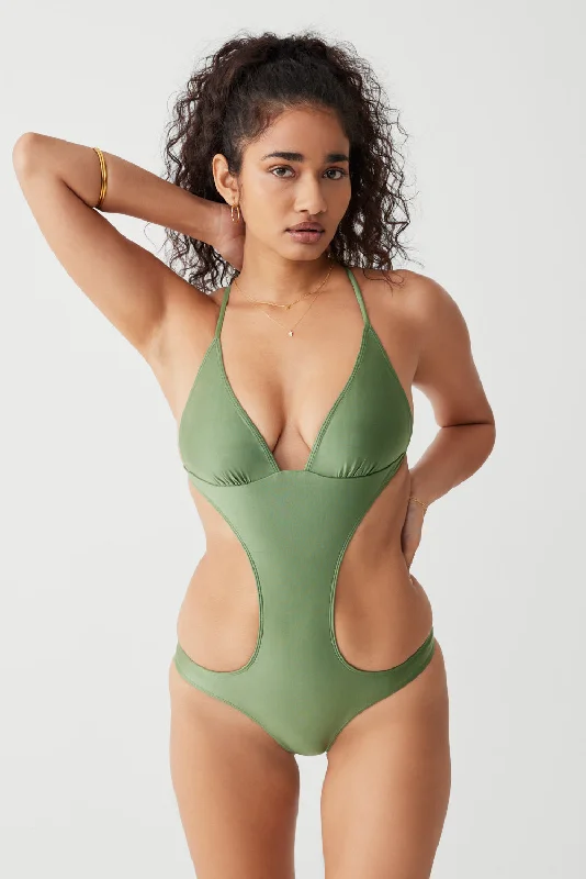 Resort-core swimwear -Cruise Monokini One Piece Swimsuit - Sea Moss