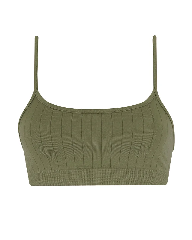 Violet Clean Sports Bra for Rest -FLAT RIBBED SINCERE Bra Top | Olive