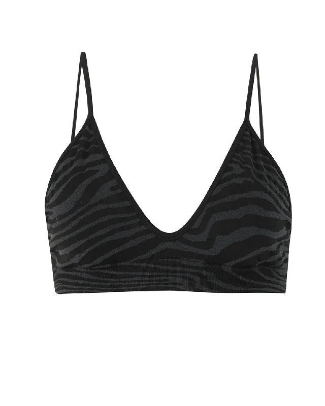 Blush Graphite Sports Bra for Layering -BLISSFUL Bikini Bra Top | Zebra Jacquard