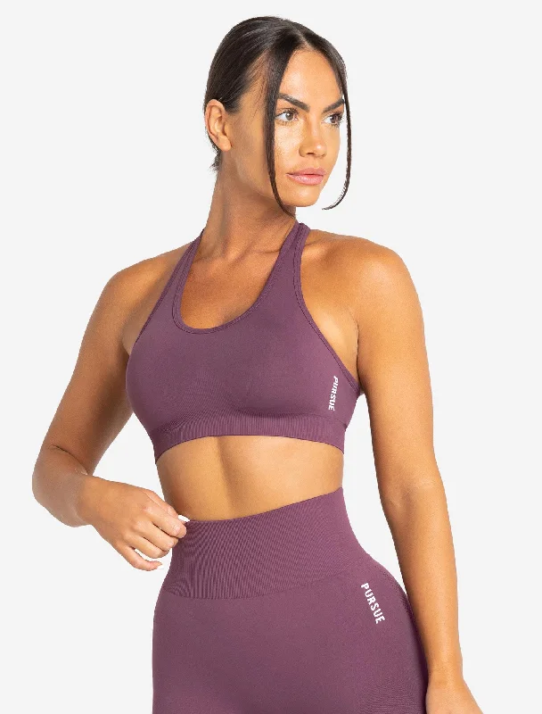 Blush Graphite Sports Bra for Layering -Move Seamless Sports Bra - Plum