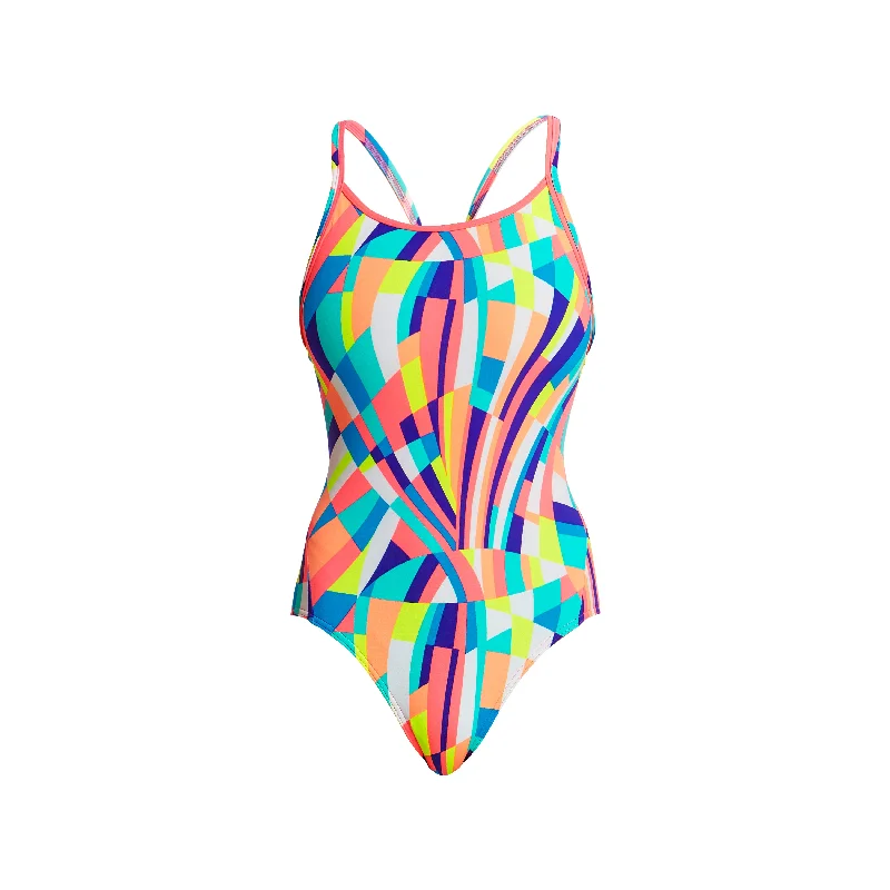 Dive-core swimwear -PASTEL PANEL | LADIES DIAMOND BACK ONE PIECE