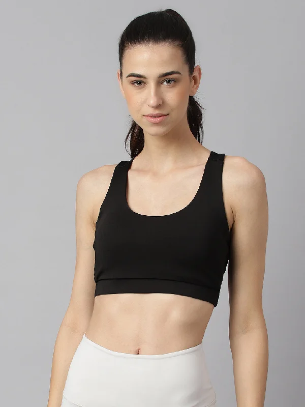 Citron Active Sports Bra for Comfort -Alcis Women Black Anti-Static Slim-Fit Low-Impact Sports Bra