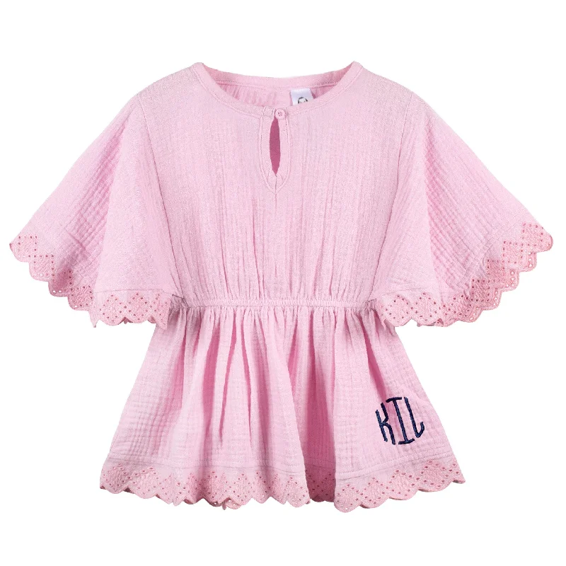 Green core swimwear -Embroidered Baby & Toddler Girls Light Pink Gauze Kaftan Swim Coverup