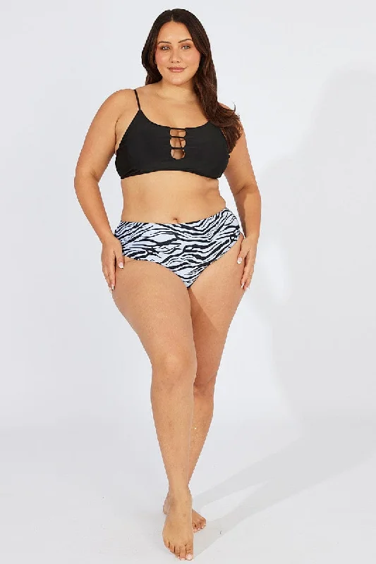 Logo-fit swimwear -Black Animal Print Cut Out Bikini Set