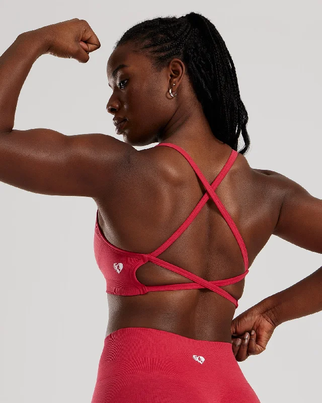 Coral Turquoise Sports Bra for Trails -Define 2.0 Seamless Backless Bra | Viva Magenta