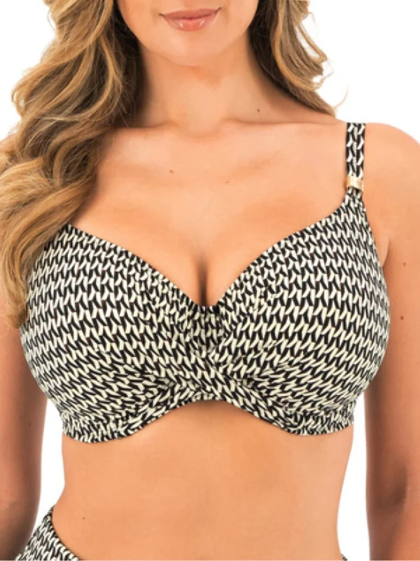 High-core swimwear -Koh Lipe Full Cup Bikini Top - Black & Cream