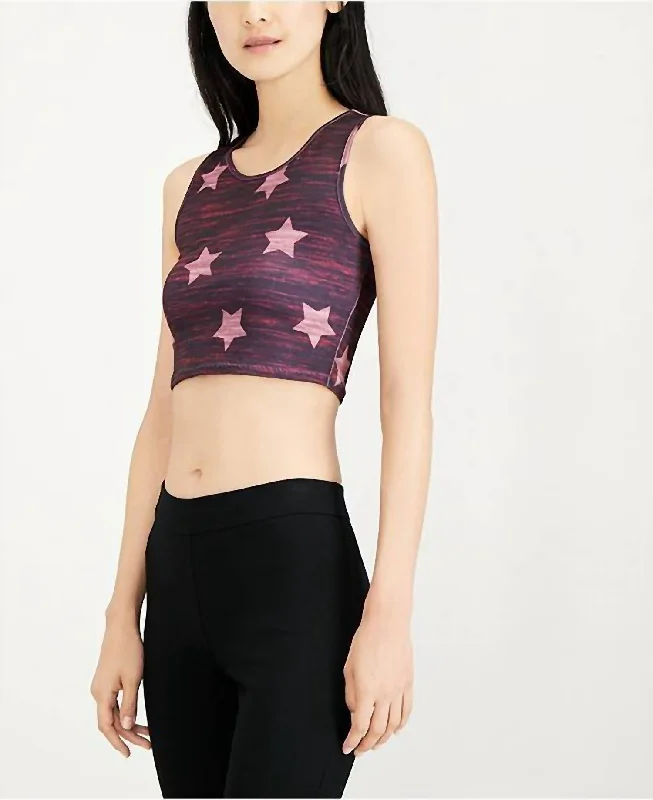 Violet Plush Sports Bra for Multi-Use -Active Junior Star Print Sports Bra In Pink