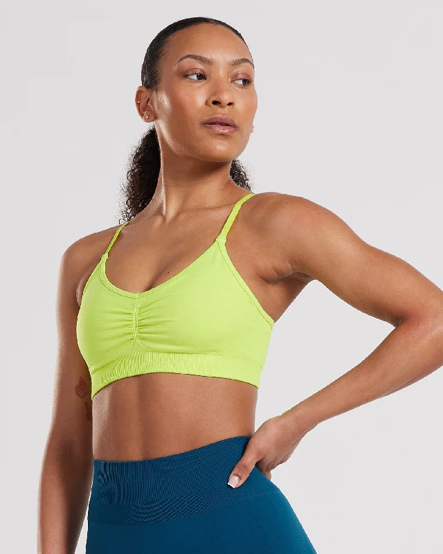 Bold Edge Sports Bra for Gym -Define Scrunch Seamless Bralette | Cyber Lime