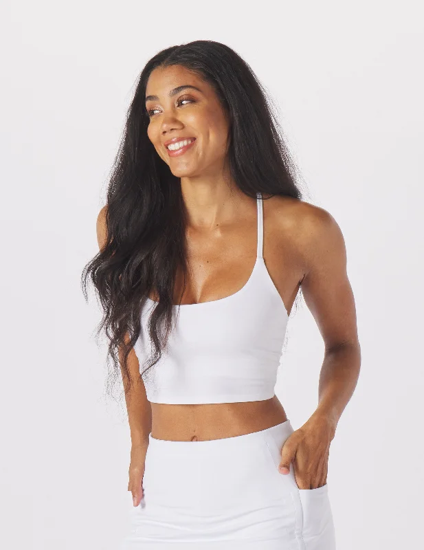 Emerald Plum Sports Bra for Stretch -Pure Bra: White