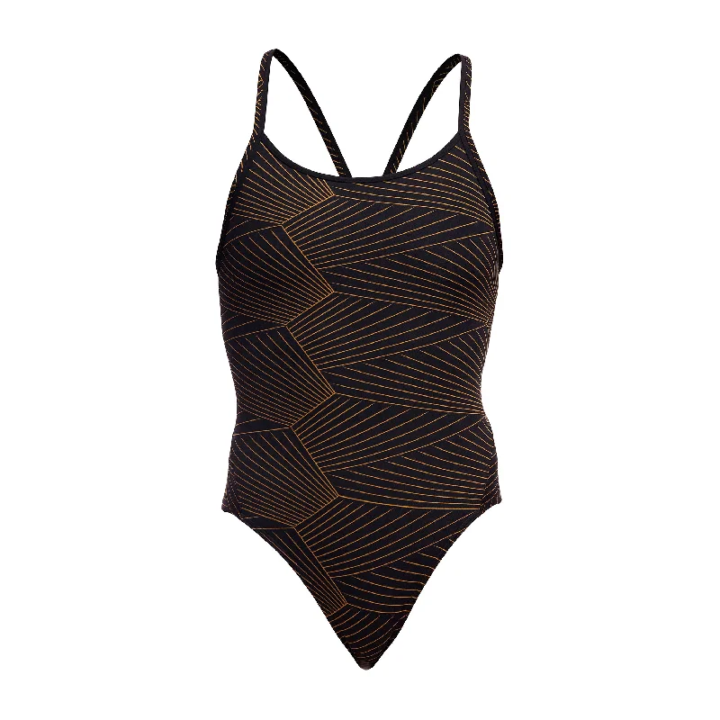 Red fit swimwear -Gold Weaver | Ladies Diamond Back One Piece