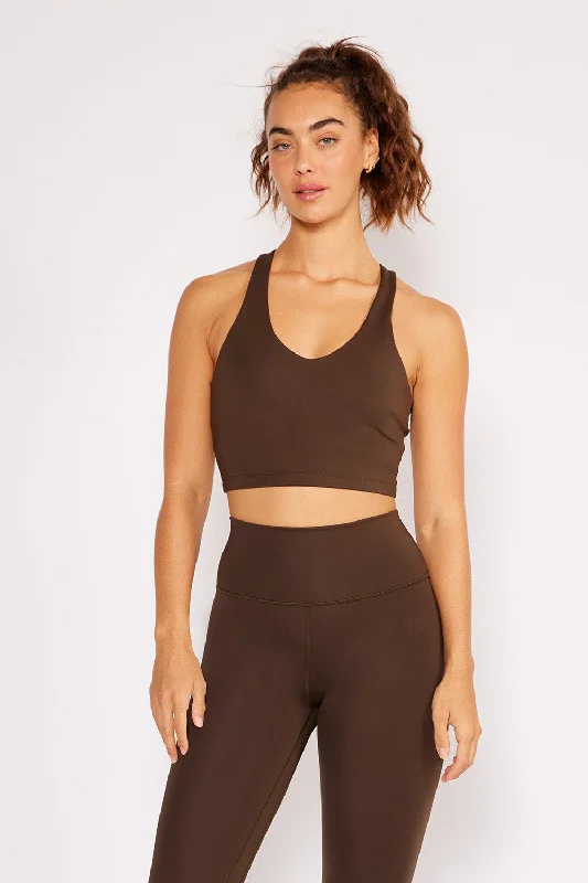 Pine Tall Sports Bra for Length -Carrie bra top chocolate