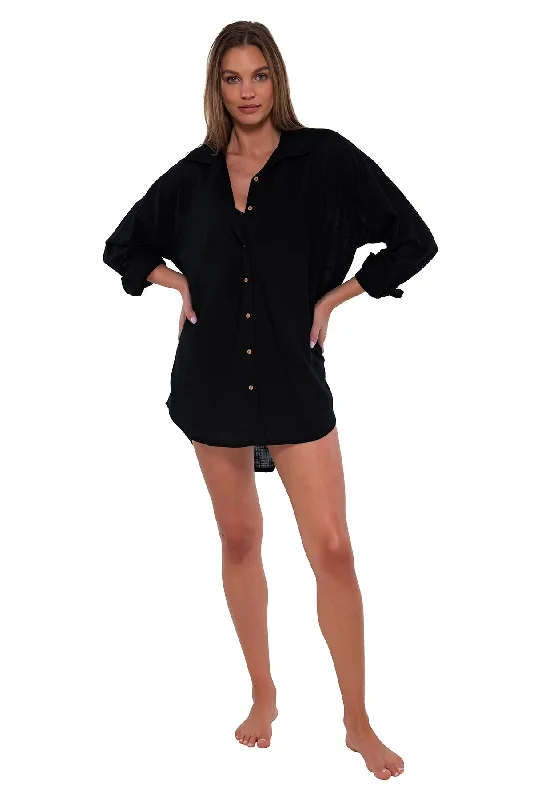 Wave-core swimwear -Sunsets Black Delilah Shirt