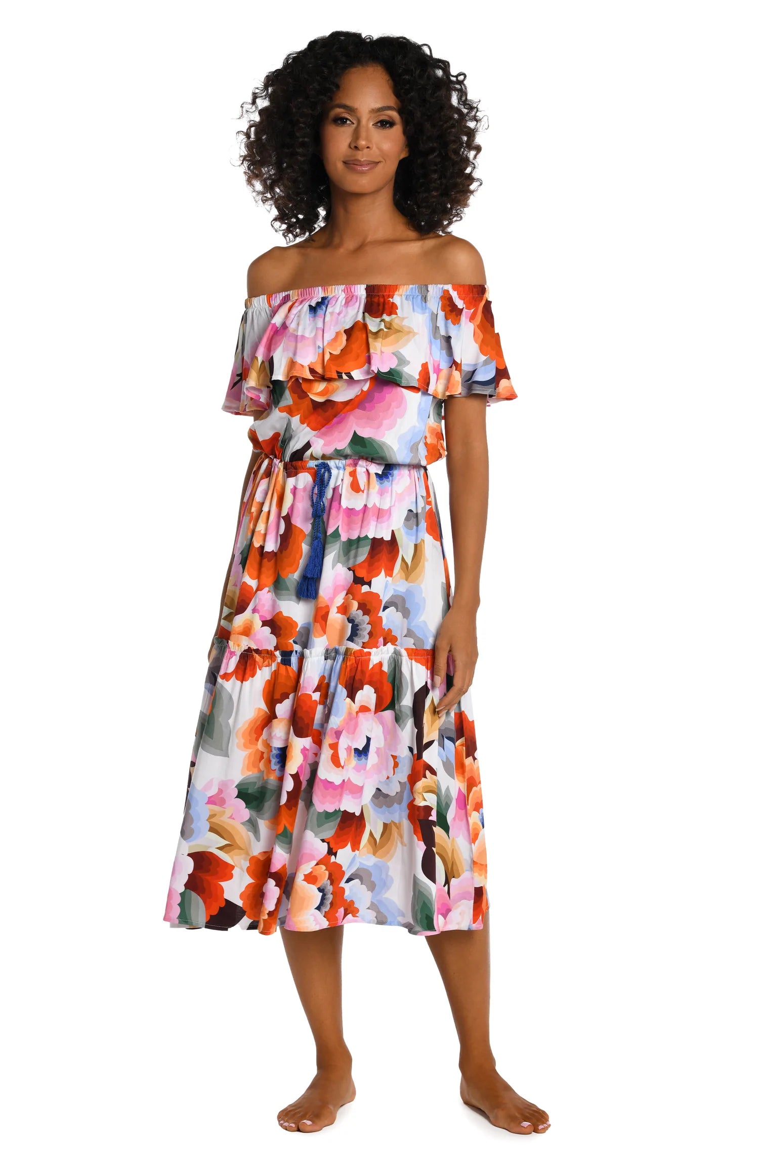 Smooth-fit swimwear -SALE La Blanca Floral Rhythm Off The Shoulder Dress