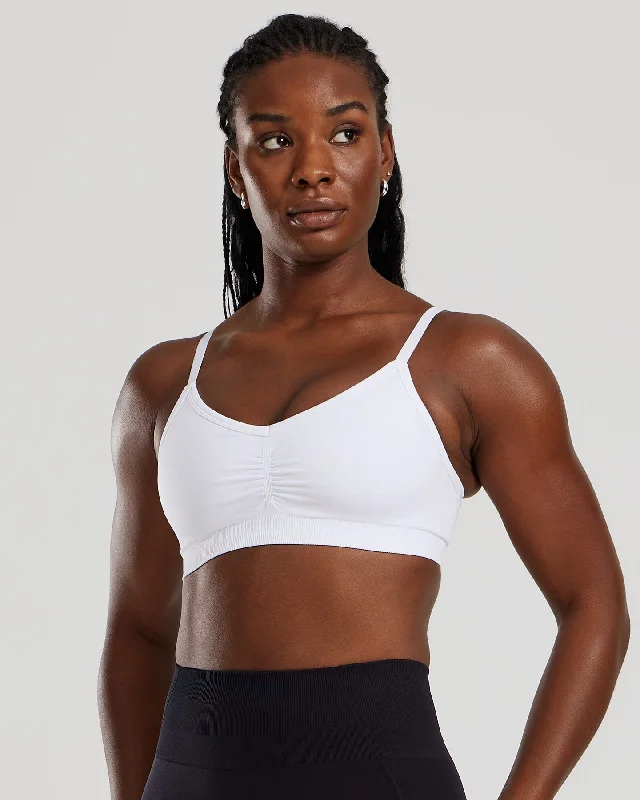 Violet Slim Sports Bra for Teens -Define 2.0 Seamless Scrunch Bralette | White