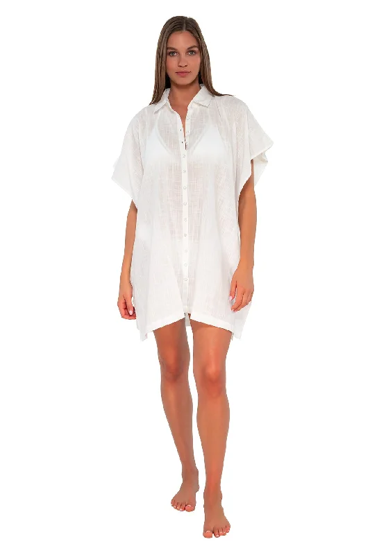 Value-fit swimwear -Sunsets White Lily Shore Thing Tunic