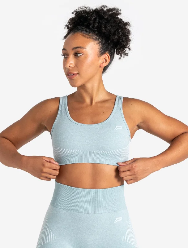 Graphite Quick Sports Bra for Motion -ADAPT 2.0 Seamless Sports Bra - Sky Blue