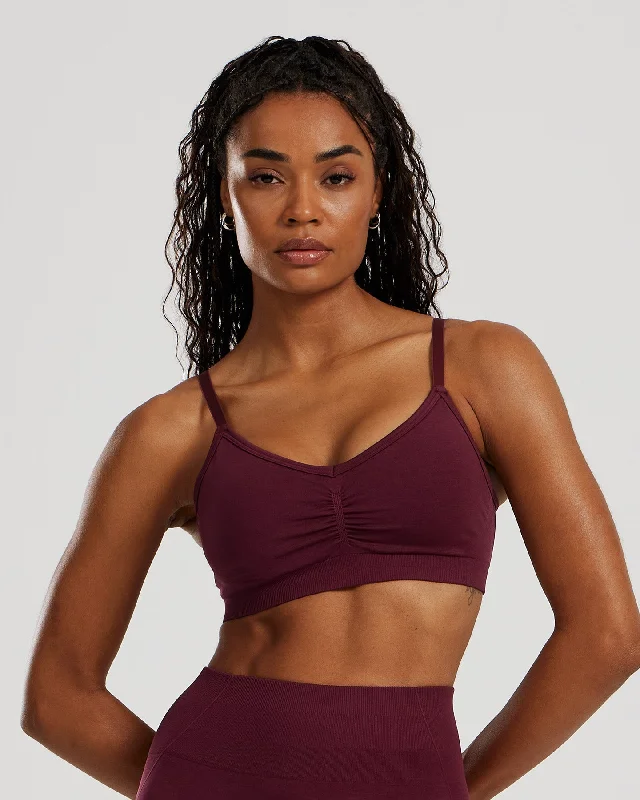 Strength Blush Sports Bra for Strength -Define 2.0 Seamless Scrunch Bralette | Dark Cherry