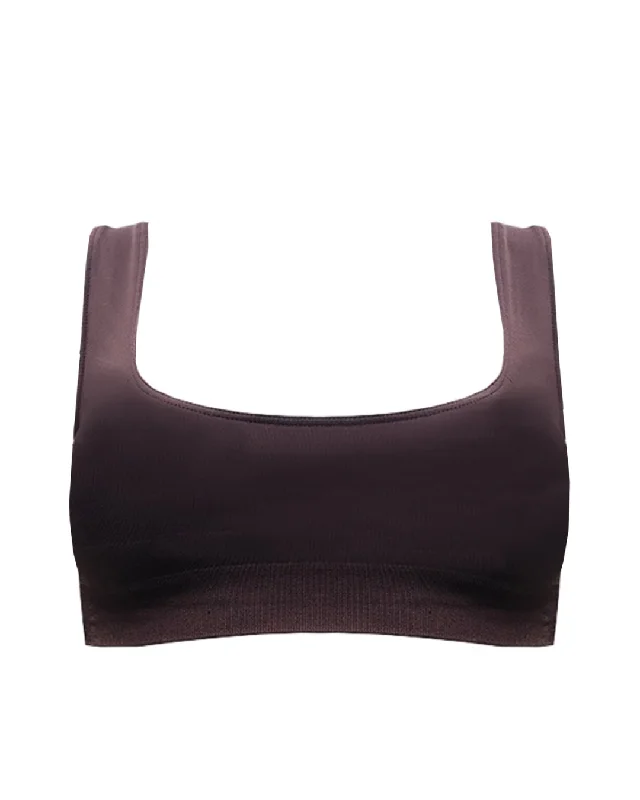 Violet Warm Sports Bra for Zumba -SERENE Bikini Bra Top | Chocolate Brown