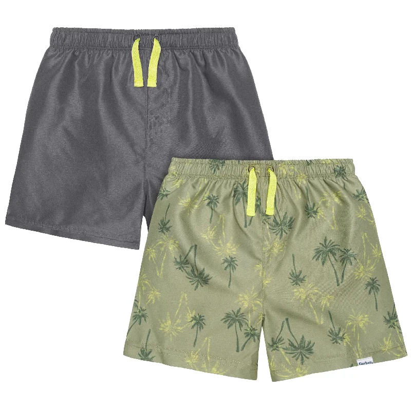 Sport-core swimwear -2-Pack Baby & Toddler Boys UPF 50+ Palm Tree Swim Trunks