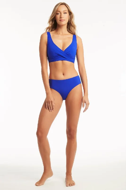 Navy Zen Sports Bra for Training -Eco Cross Front Bra Cobalt