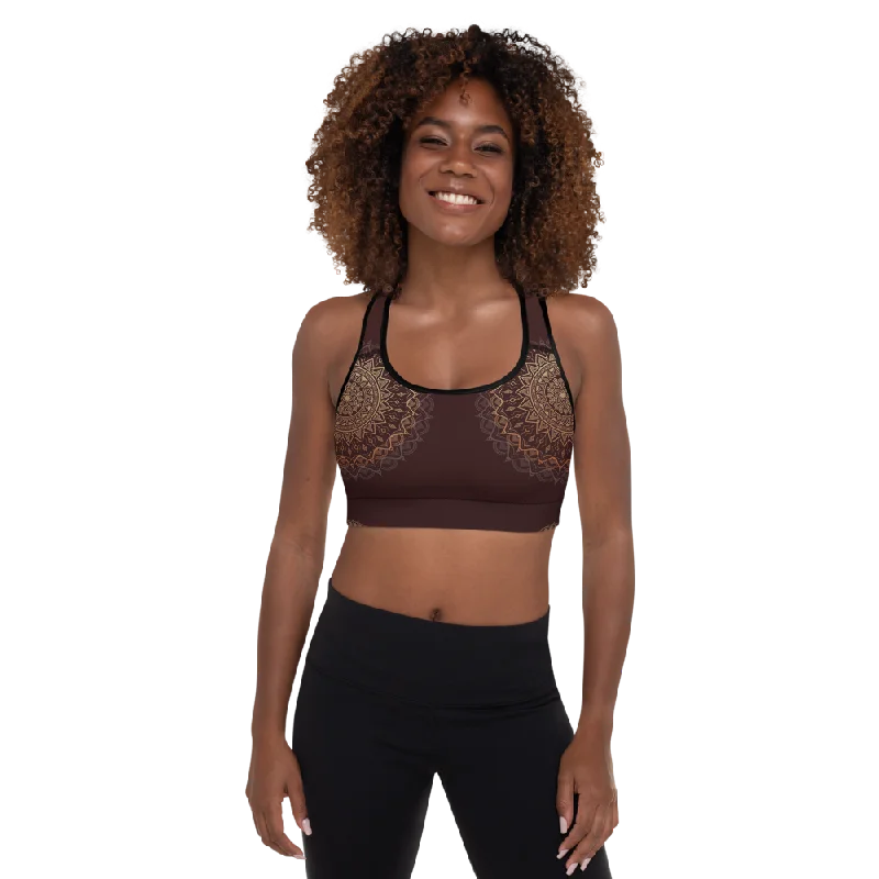 Navy Secure Sports Bra for Visibility -Sandalwood Padded Sports Bra