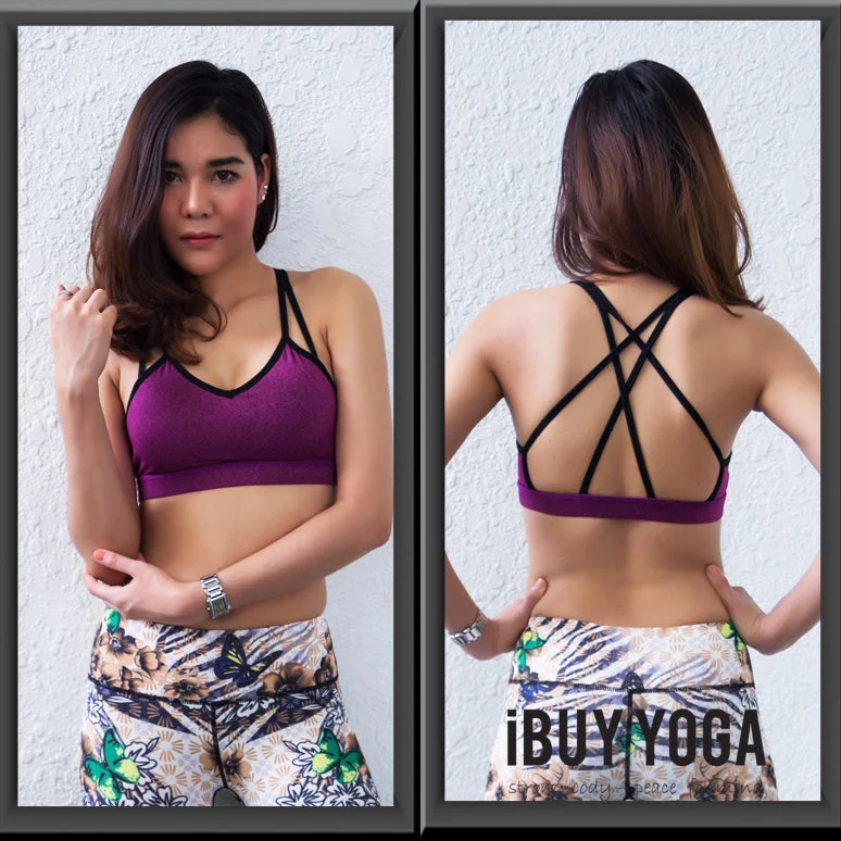 Turquoise Coral Sports Bra for Teens -สปอร์ตบรา บราโยคะ บราออกกำลังกาย Fitz - 4 Angle Bra - Purple *พร้อมส่ง*