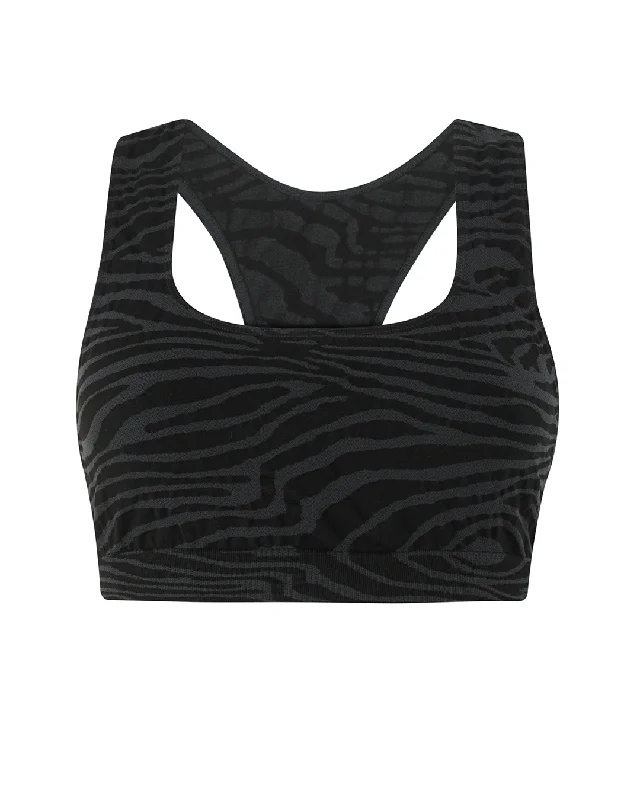 Emerald Stripe Sports Bra for Cardio -ELATED Bra Top | Zebra Jacquard