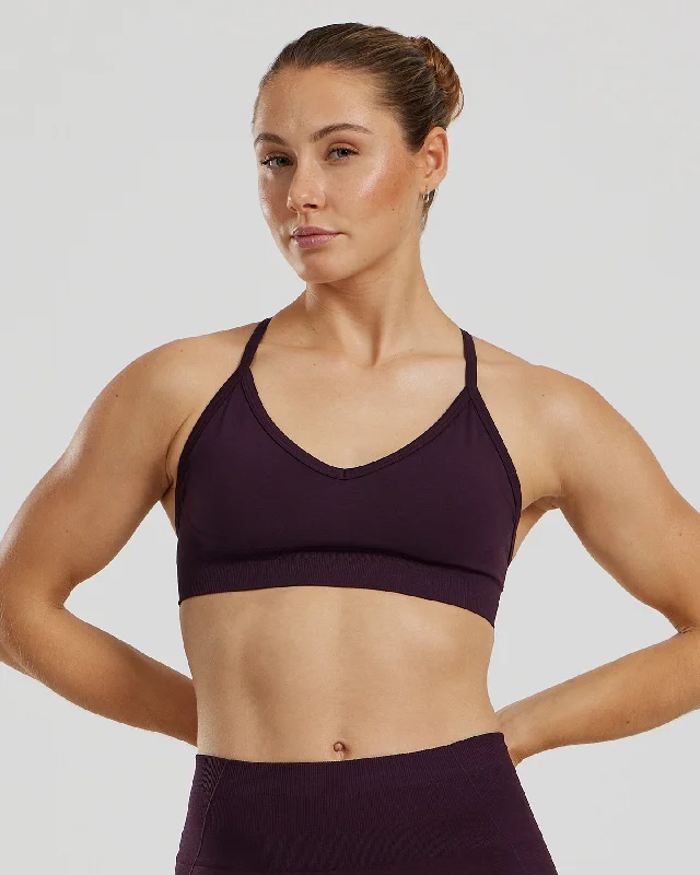 Violet Slim Sports Bra for Teens -Define 2.0 Seamless Halter Neck Bra | Midnight Plum