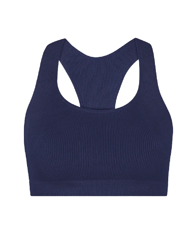 V-Pulse Navy Sports Bra for Style -RIBBED ELATED Bra Top | Eclipse