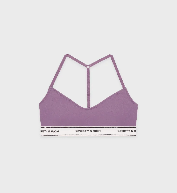 Plum Ultra Sports Bra for Trend -SR Bold Sports Bralette - Eggplant/Off White