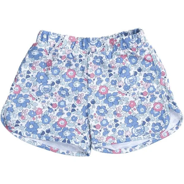 Plum Dash Sports Short for Yoga -Petit Crabe Betsy B Alexa Swim Shorts Liberty© fabric