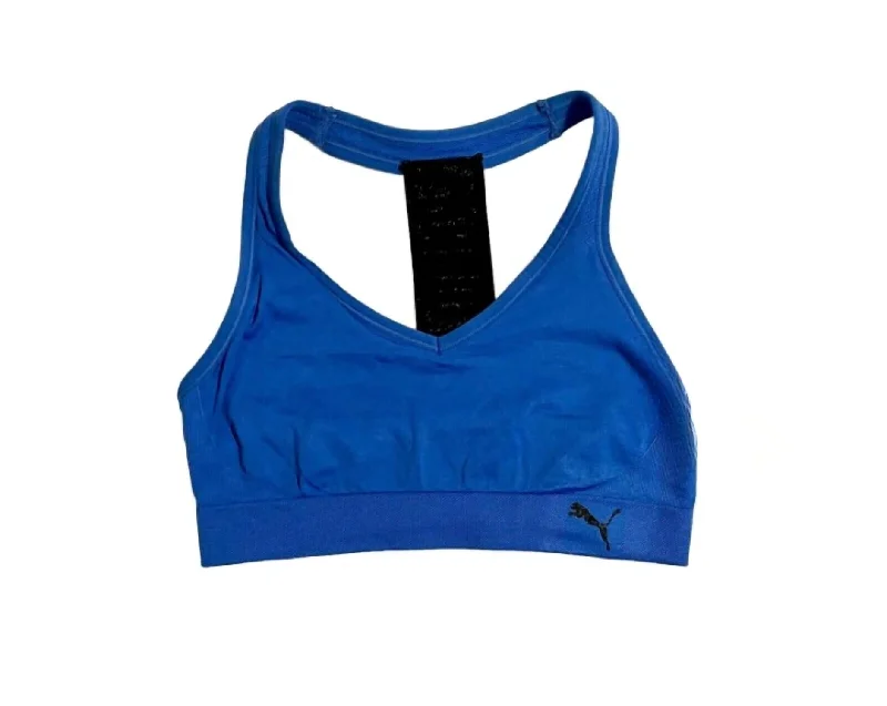 Pine Navy Sports Bra for Smoothness -Women's Racer Back Low Logo Sports Bra In Blue