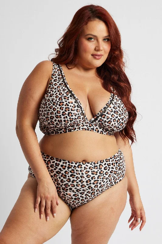 Trip-fit swimwear -Brown Animal Print High Rise Bikini Set