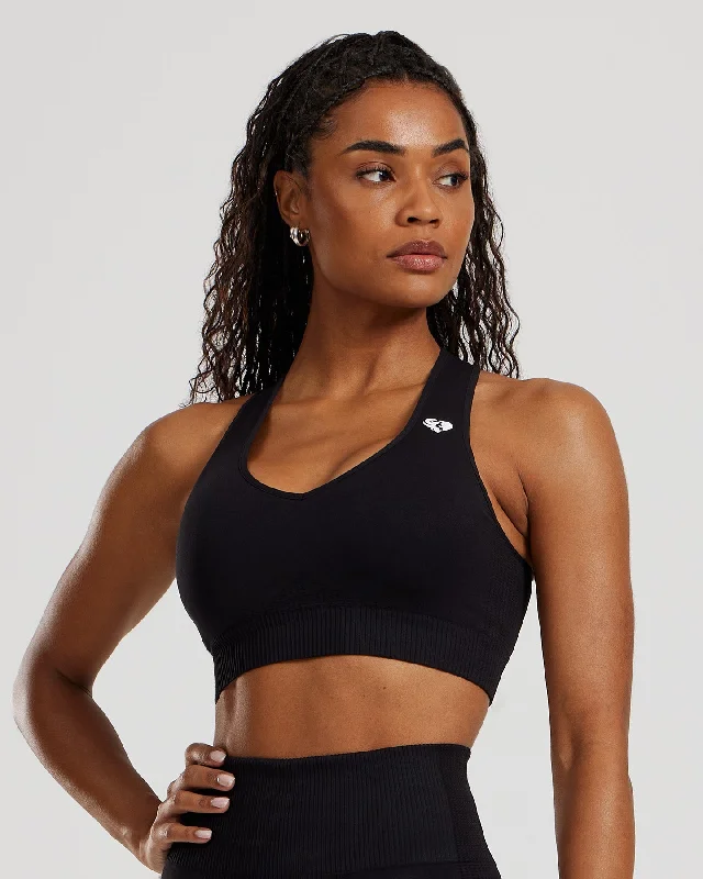 Navy Comfort Sports Bra for Style -Power Seamless Sweetheart Bra | Black