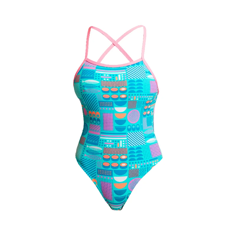 Red core swimwear -Sushi Smooshy | Ladies Tie Me Tight One Piece