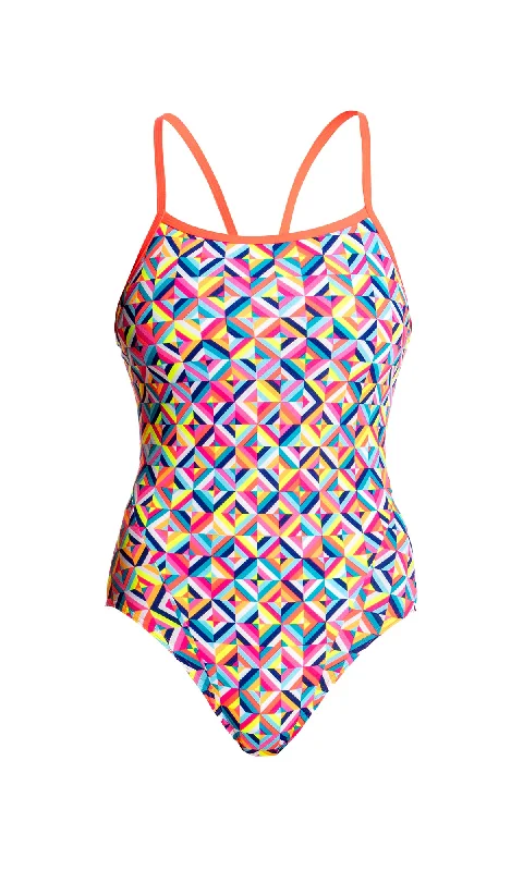 Neck-fit swimwear -Flash Bomb | Ladies Single Strap One Piece