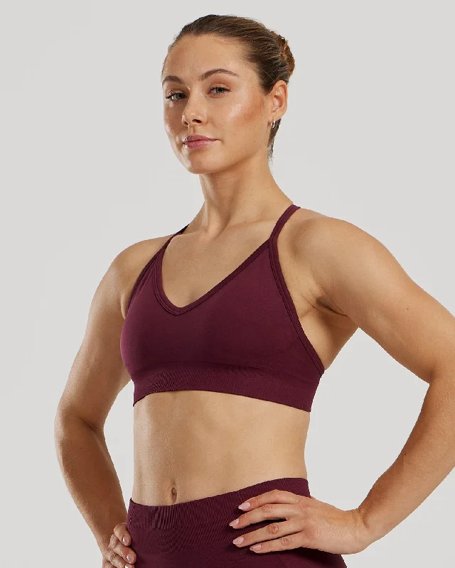 Emerald Plus Sports Bra for Curves -Define 2.0 Seamless Halter Neck Bra | Dark Cherry