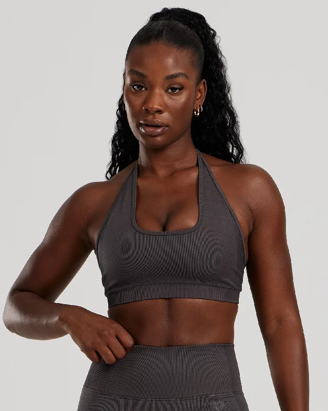 Citron Active Sports Bra for Comfort -Motion Seamless Halter Bra | Graphite