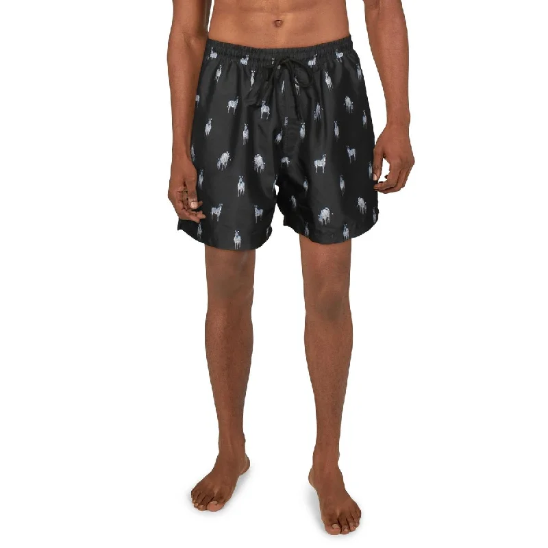 Coral Turquoise Sports Bra for Contrast -Mens Zebra Print Drawstring Swim Trunks